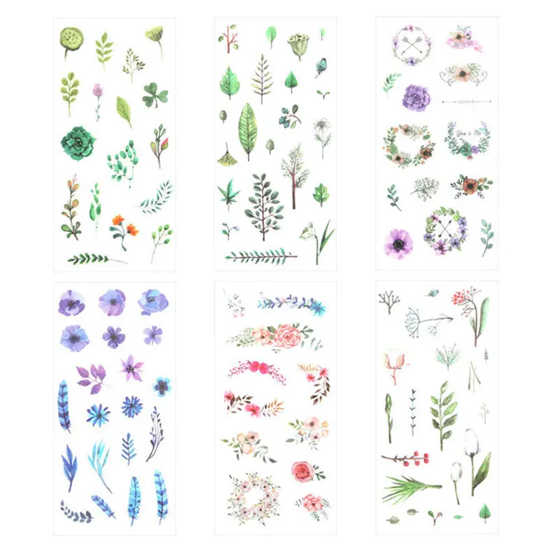 

6 Pcs/Pack Cute Flower Scrapbooking Stickers for Diary DIY Craft Decoracion Journal Photo Albums Decoration Sticker
