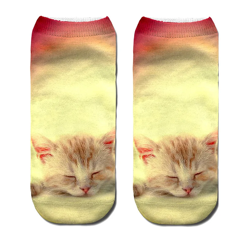 Хлопковые носки женские носки на каждый день Harajuku Корея котенок красочная трубка художественная Повседневная Мягкая Горячая Распродажа с животным принтом милые носки теплые носки для девочек - Цвет: 907