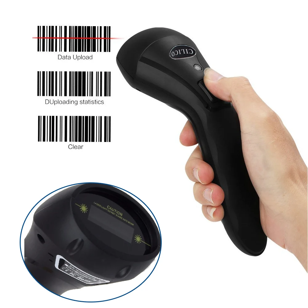 Handheld Wireless Barcode Scanner 2.4G 10m Distance Cordless Laser USB