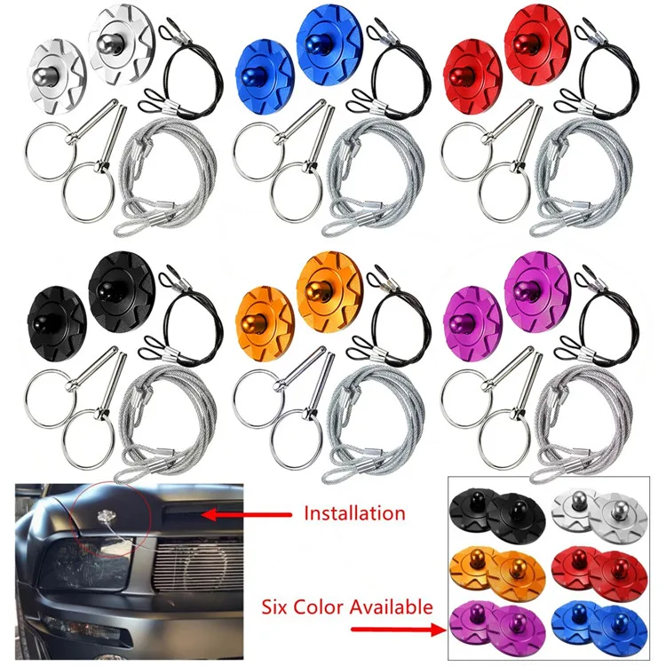 

Pin 2Pcs Appearance Car CNC Universal Bonnet Lock Racing Sport Latch Hood Kit 2 x Hood pin lock Appearance KIT Glue Colorful