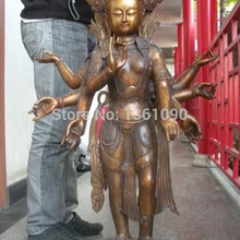 Xd 00656 4" Огромный Тибет Буддизм Бронзовый Gild 8-arm Рук Гуань инь Гуань-Инь статуя Будды