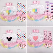 Новинка года; Милые комплекты одежды для маленьких девочек; яркий сетчатый комбинезон с объемным рисунком; платье+ повязка на голову+ обувь+ чулки; комплект из 4 предметов