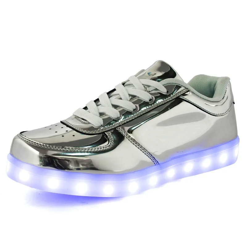 

New Led Lights Shoes USB Charging Gold and Silver Light Shoes Men and Shoes