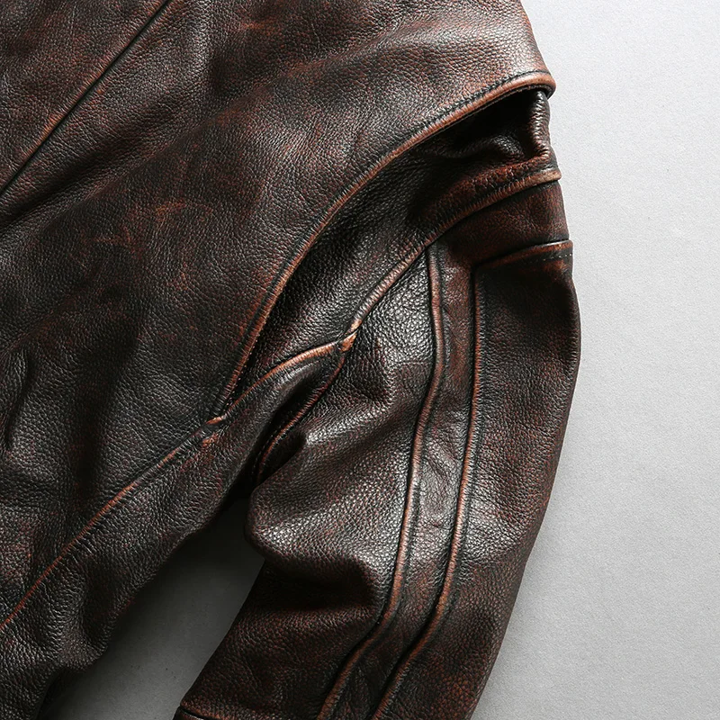 Flash Sale Read Description! Asian size men's cow leather jacket mens genuine cowhide leather vintage jacket A1319