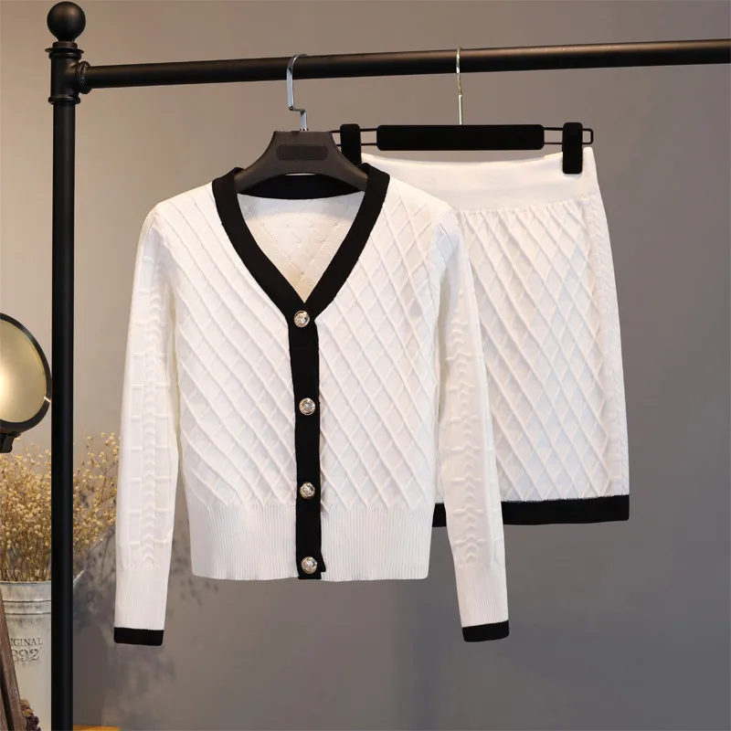 Women Sweater Sets Elegant G Style Cardigan Mini Skirt Sets Two Piece