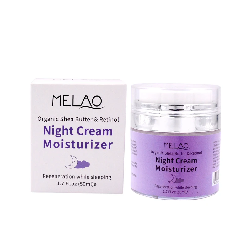 

MELAO 50g Organic Shea Butter & Retinol Night Cream Moisturizer Regeneration While Sleeping Moisturized Refreshed Tan Cream F