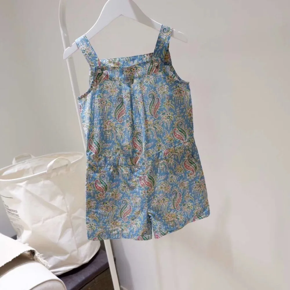 

Tiny cottons 2019 Toddler girl jumpsuit floral cotton overalls shorts