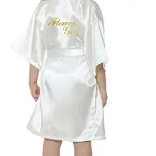 Новые однотонные девушки пятностойкий шёлк халаты с цветочным узором кимоно для девочки халаты Свадебная банный халат, детский халат+ ремень ночной рубашке горячая распродажа