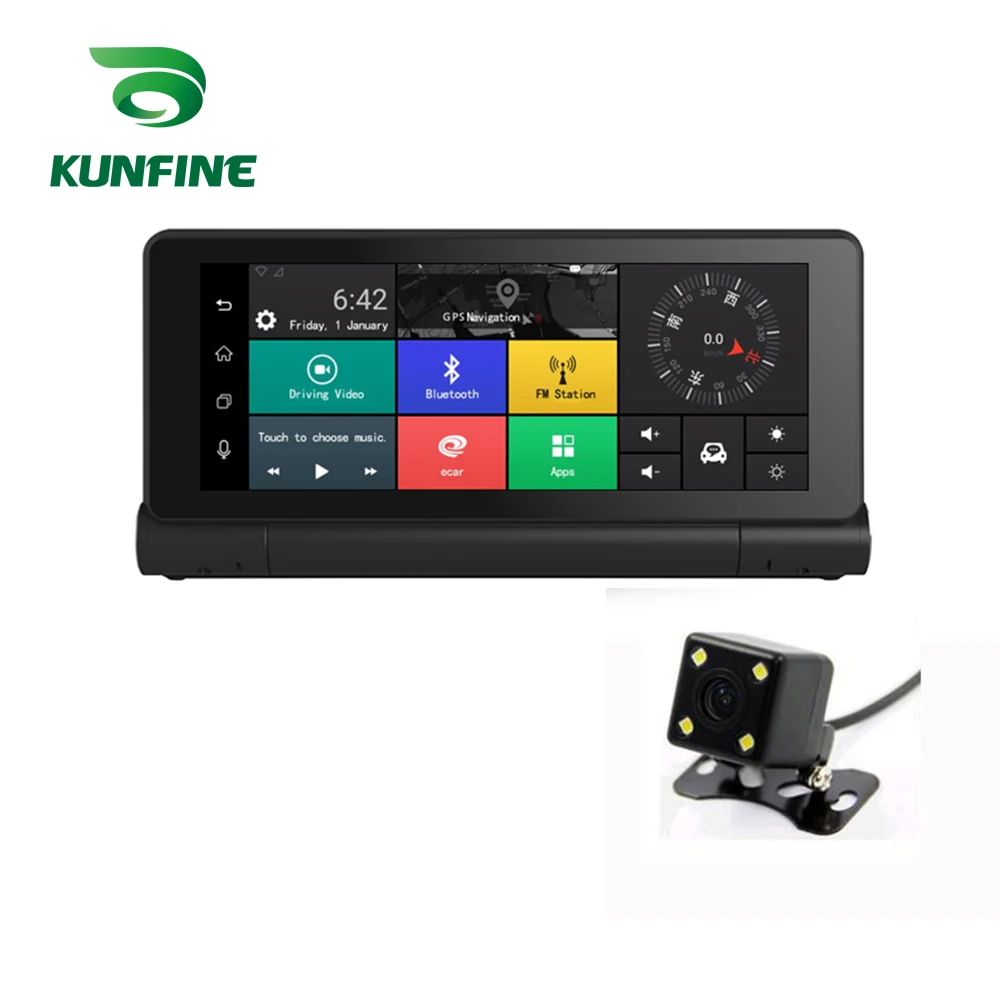 KUNFINE 7 Android GPS Navi Dash Cam Car DVR Dual Cameras Recording WIFI Bluetooth With FM Transmit (1)