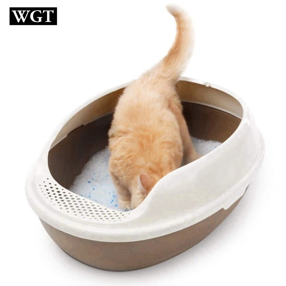 

WGT New Durable Cat's Litter Box Plastic Outdoor Pet Toilet Outdoor Portable Pets Sand Basin Kitten Training Bedpan