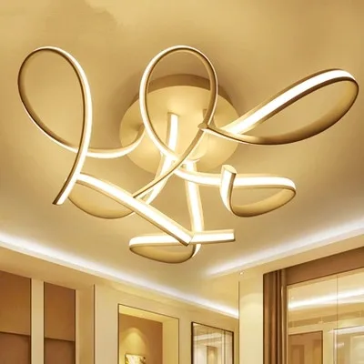 

Modern Lustre Ceiling Led Chandelier Luminaria Chandelier For Living Room Dimmable Curved Aluminium Indoor Lighting Fixtures