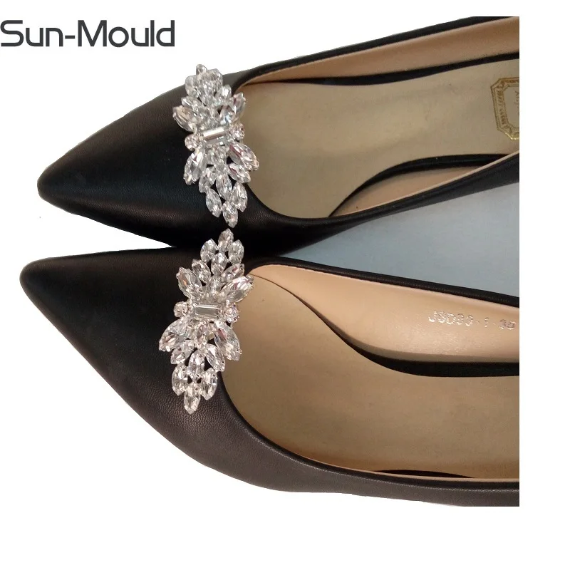 2pcs/lot shoes flower charms bridal high heel pumps accessories crystal