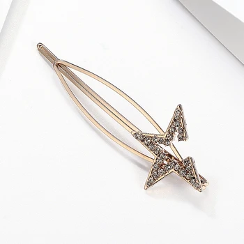 

CHIMERA Fashion Hairpin Crystal Star Hair Clips Simple Alloy Rhinestone Barrettes Vintage Gold Hair Side Clamp Hair Accessories