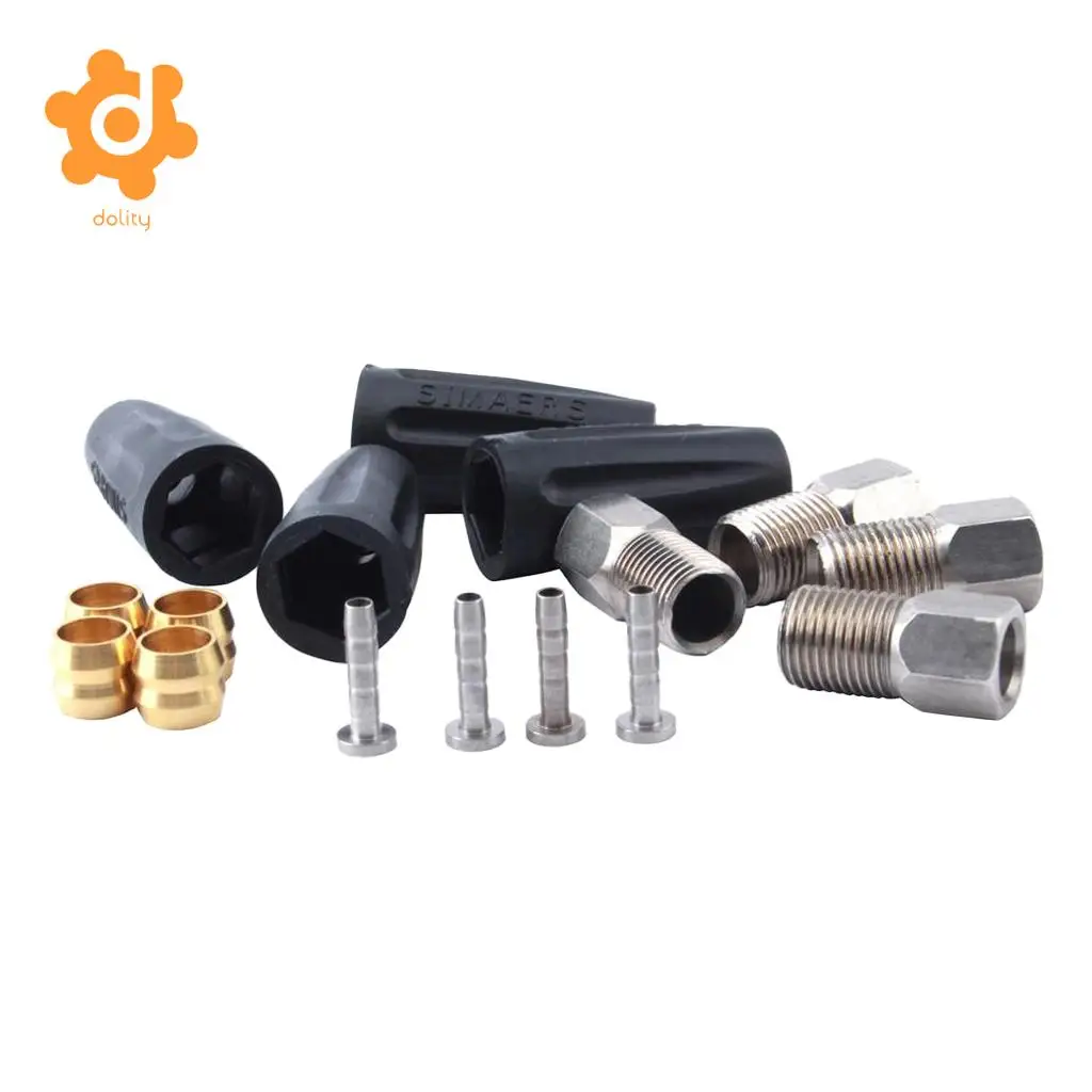 16Pcs MTB Road Bike BH90 Hydraulic Disc Brake Hose Oil Tube Fittings Olive/Bushing Connector Inserts/Needles Screws Caps/Sleeves