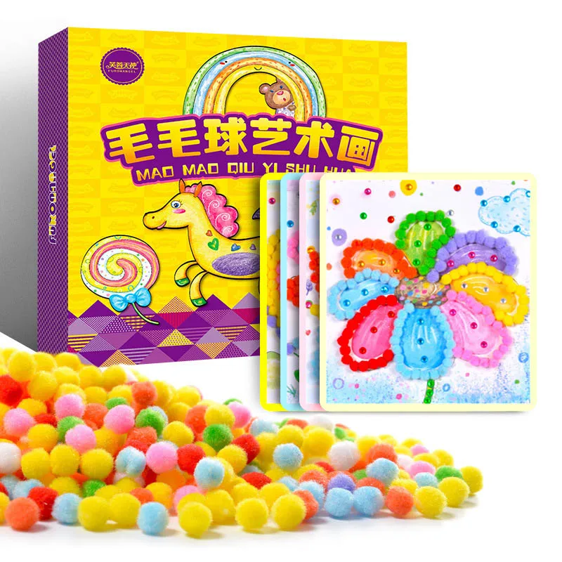 

Kid DIY Hairy Ball Diamond Painting Kit 1400 PCS Hairy balls 280 PCS Diamonds 8 PCS Painting for Girl Boy Gift