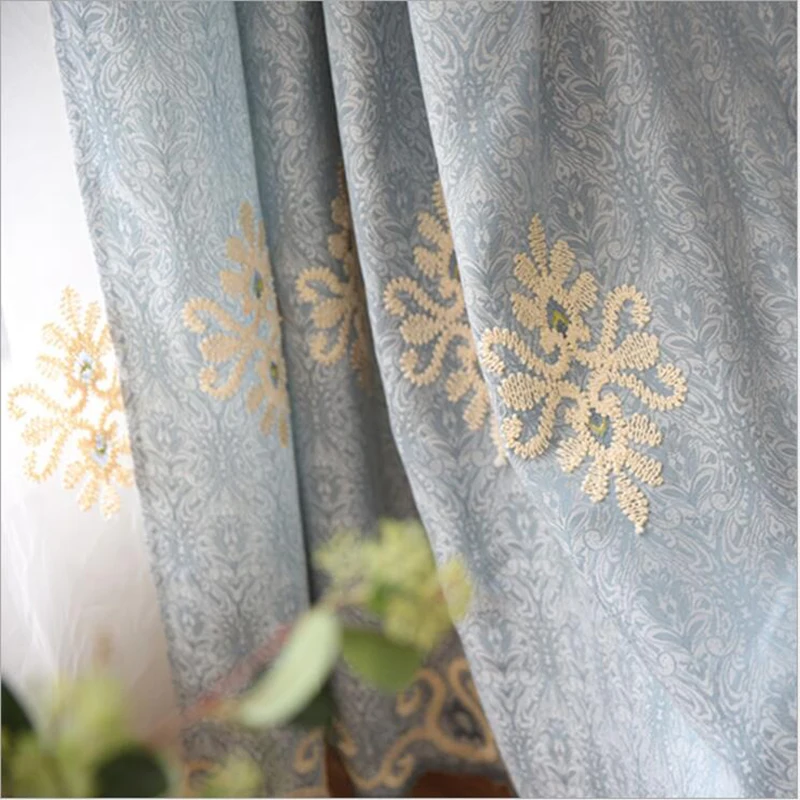 Europea Jacquard bordado Cortinas Chenille terciopelo Voile Villa boda Hotel dormitorio salón Cortinas JS04C