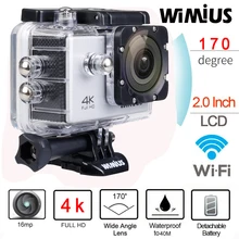 Wimius 4 K Wifi Action Camera 2.0 “LCD Full HD 1080 P 60fps casque Sport Mini DV 170D Lentille 40 M Étanche Plongée Camara Deportiva