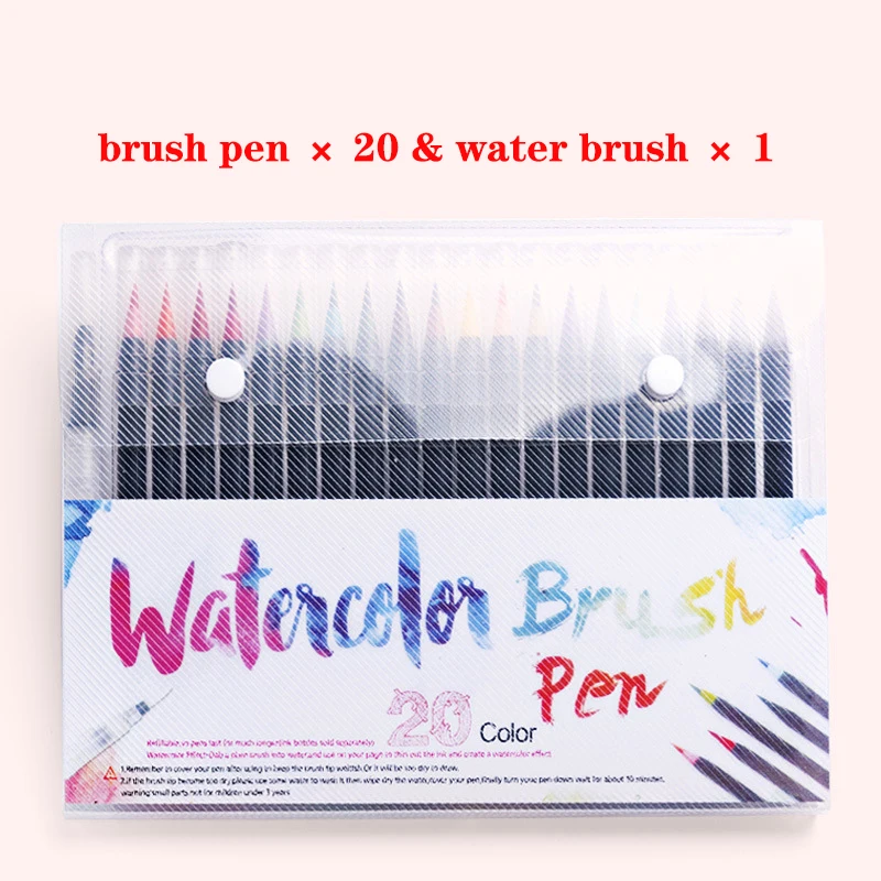 

20 Color Premium Painting Soft Brush Pen Set Watercolor Markers Pen Effect Best For Coloring Books Manga Comic Calligraphy