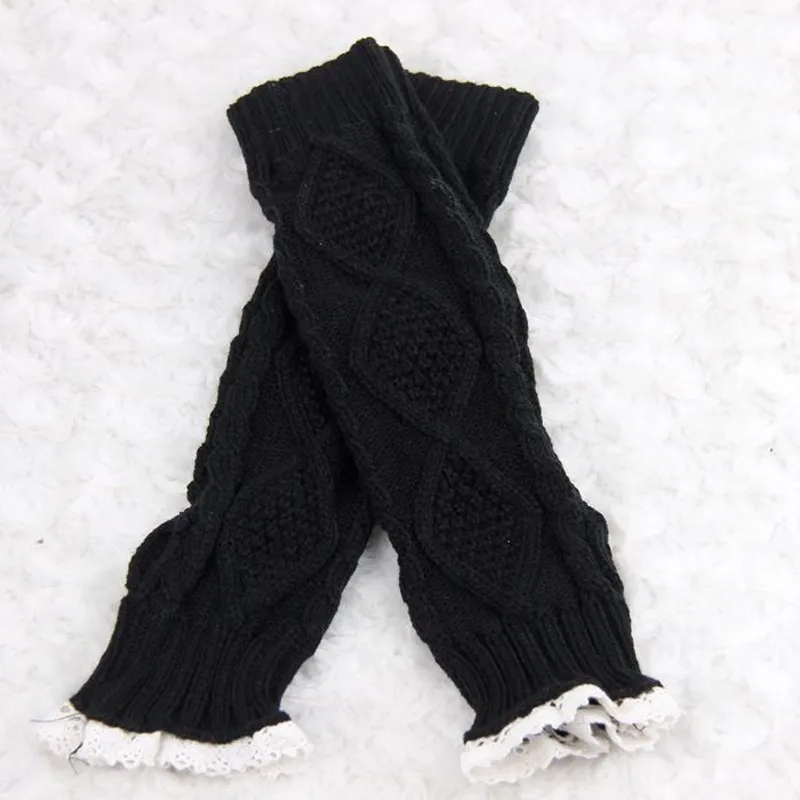 Новые однотонные перчатки с длинными ручками, женские вязаные перчатки на запястье, кружевные перчатки без пальцев, зимние мягкие перчатки унисекс SC5517+ 25