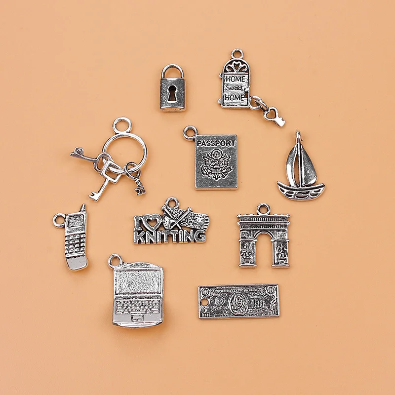 

10pcs/lVintage Metal Charms Zinc Alloy Christmas key phone door pendants for DIY Charm Choker Necklace Bracelet Jewelry making