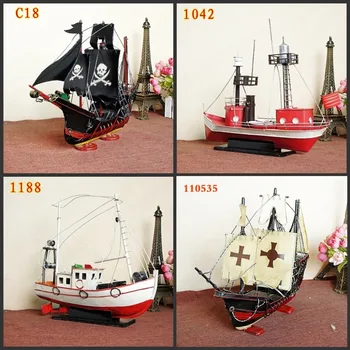 

Large Retro Metal Ship Model Handmade Pirate Sailing Boat Model Decoration Furnishing Sail Ship Home Office Decor