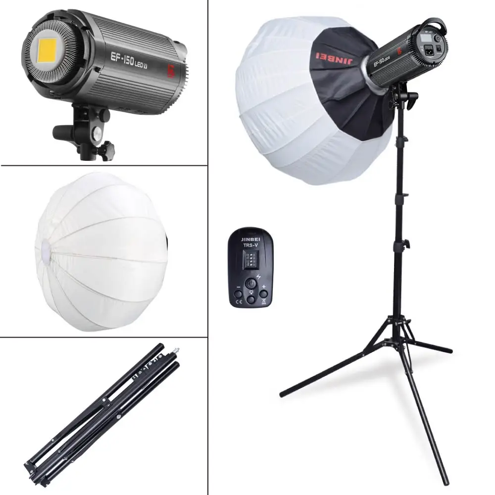 

Jinbei EF-150 Studio Video LED Light + 65cm Spherical Softbox + TRS-V Trigger+185cm Light Stand Kit