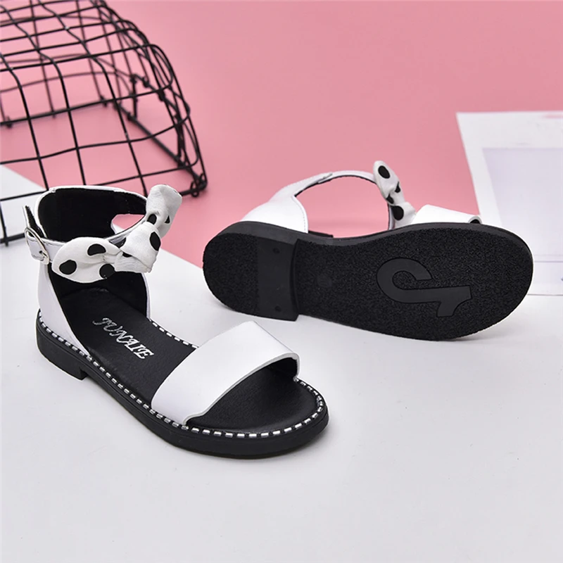 Детские сандалии с пряжкой и бантом Летние повседневные босоножки принцессы для