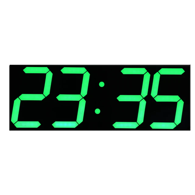 Green LED Digits Large LED Wall Clock with Calendar Temperature Display