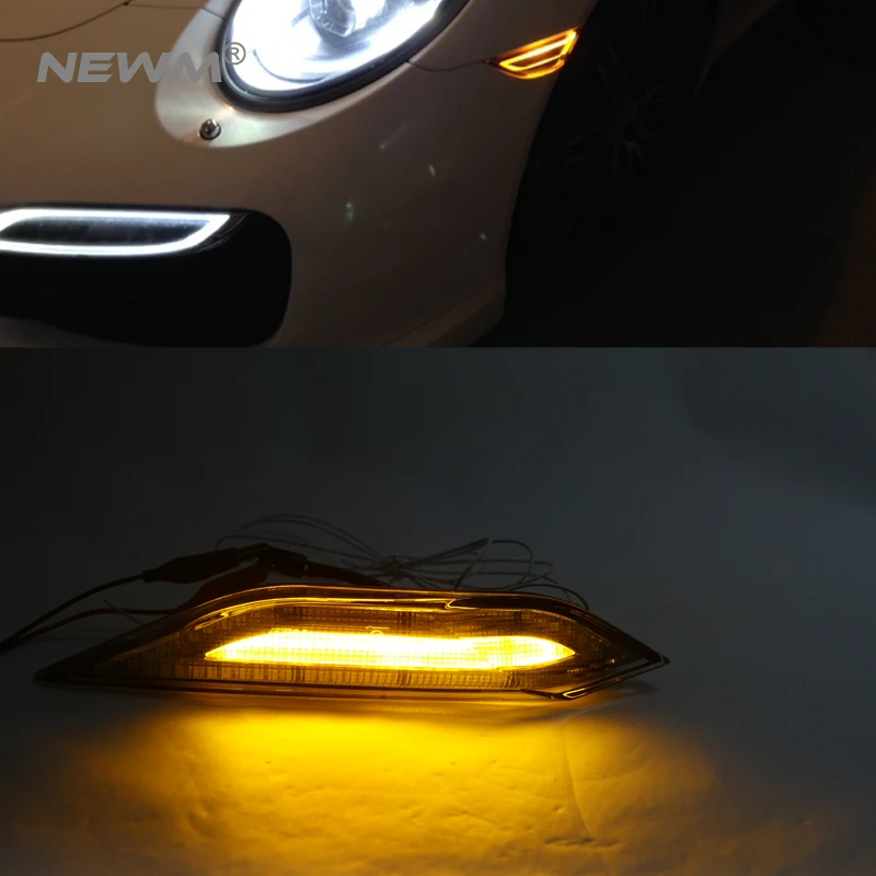 2x Amber white LED Side Marker Lights drl Signals For Porsche For