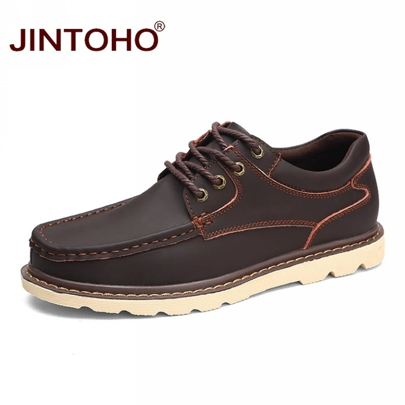 

JINTOHO Big Size Men Genuine Leather Shoes Brand Fashion Casual Men Shoes Designer Leather Male Shoes Men Flats