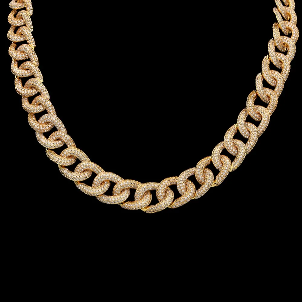 13 мм хип хоп микро проложить AAA CZ камень Bling Iced Out кубинские звенья цепи ожерелья Чокеры для мужчин раппер ювелирные изделия золото серебро черный