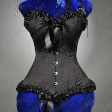 Annzley корсет! Простые Черные натуральная Сталь костей талии обрезки лук корсет Топ