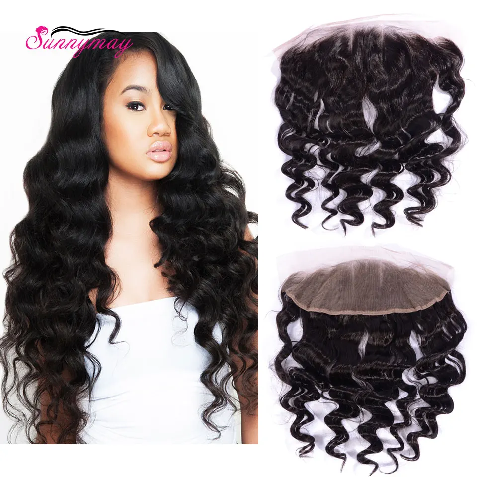 

Sunnymay Loose Wave 13x4 Lace Frontal Brazilian Virgin Hair Pre Plucked Lace Frontal Clousre With Bleached Knots Baby Hair