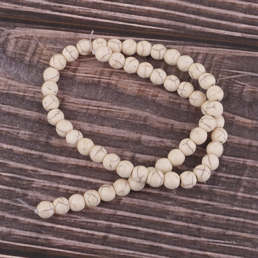 White Howlite Jewelry Making Stone Beads Round Loose Beads Jewelry Accessory Quantity 40cm strand /8mm diameter