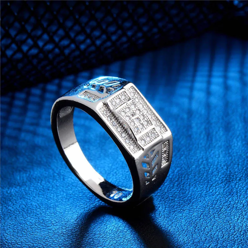 H:HYDE 16 Style Silver Jewelry Rings Men For Party Jewelry Cubic Zirconia man Rings anel masculino