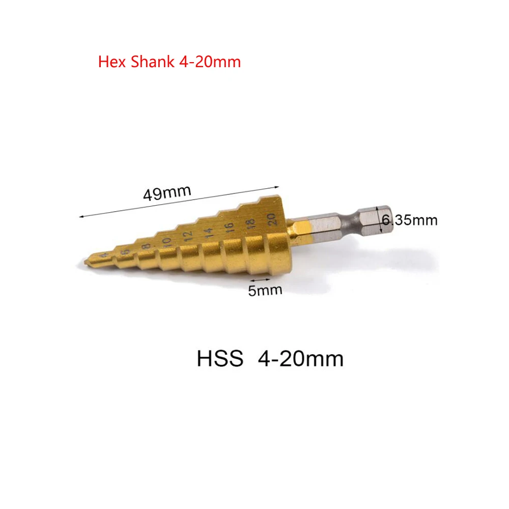 HSS сталь титановые ступенчатые сверла 3-12 мм 4-12 мм 4-20 мм ступенчатые конусные режущие инструменты сталь Деревообработка Дерево Металл сверление