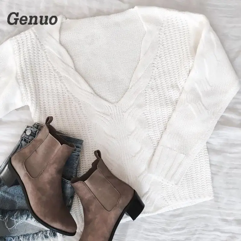 Sexy White Women Sweaters And Pullovers 2018 Autumn Winter Warm Knitted Sweater V Neck Off Shoulder Sweaters Knitwear Pullovers
