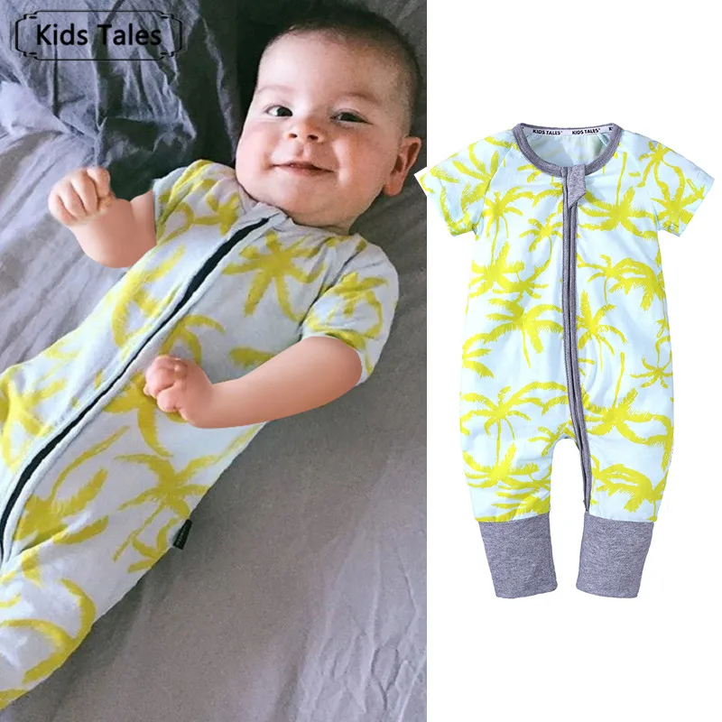 2018 Summer Baby Boys Rompers Short Sleeve Cotton Jumpsuit Floral