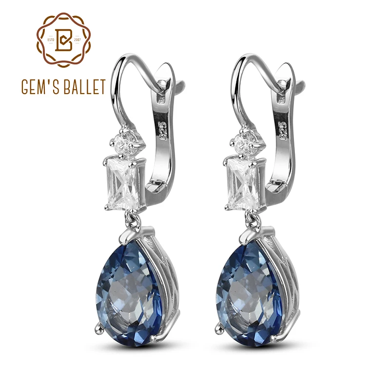 

Gem's Ballet Women's Trendy Earrings Natural Iolite Blue Mystic Quartz Gemstone Water Drop 925 Sterling Silver Fine Jewelry