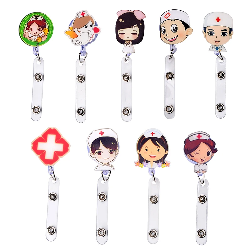 Cute Retractable Badge Reel Student Nurse Exhibition ID Name Card Badge Holder Office Business Supplies