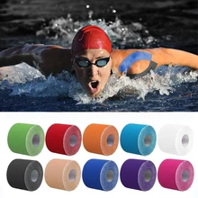 Кинезиологии ленты 5 см* 5 м спортивные хлопковые дышащие Водонепроницаемый колена протектор бандаж лечебно-спортивный лента Фитнес волейбол тейпирование ленты кинезиология