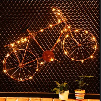 

Vintage Iron Hanging Shining Bicycle with Light Retro Wall Cafe Bar KTV Decorations Home Decoration Accessories for Living Room