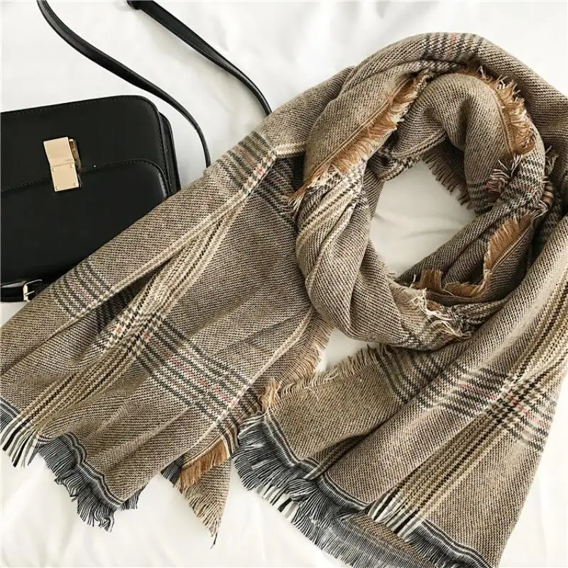 3 Colors High quality fashion lady feel camel dark plaid scarf thick autumn and winter models large shawl