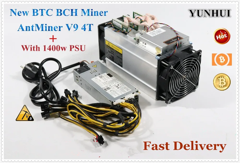 YUNHUI AntMiner V9 4 T/S Биткоин Майнер(с БП) Asic Майнер Btc Майнер лучше чем Antminer S7 S9 S9i T9+ WhatsMiner M3 E9