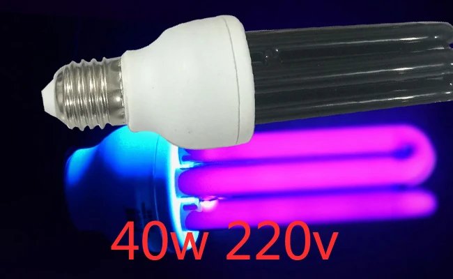 220V 26W 36W 40W 15W экстренный энергоэкономичная черный светильник, CFL UV светильник, CFL BLB, CFL фиолетовый светильник, E27 база CFL - Мощность в ваттах: 40W white cap