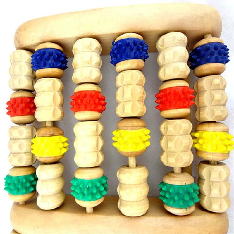 Wooden Foot Massage device Six rows foot massage Foot Roller Massager Reflexology Acupressure Reflexology Stress Roller
