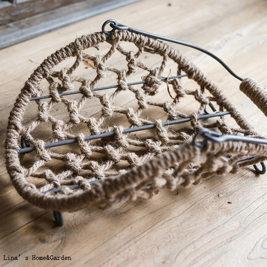 farmhouse decor handmade hemp rope metal fire wood basket (3)