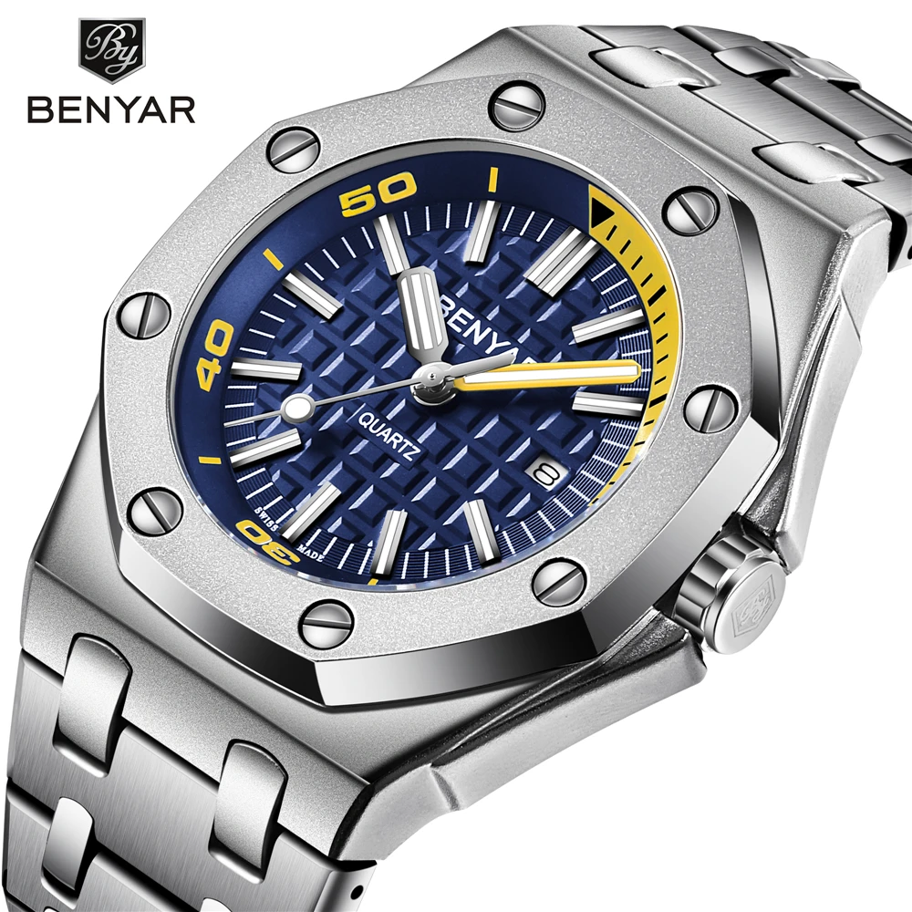 

2019 New BENYAR Fashion Men Watches Male Top Brand Luxury Quartz Watch Men Casual Waterproof Sports WristWatch Relogio Masculino