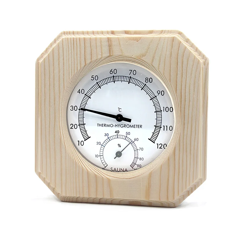 Аксессуары для сауны, чехол из нержавеющей стали, термометр-гигрометр - Цвет: Wood case