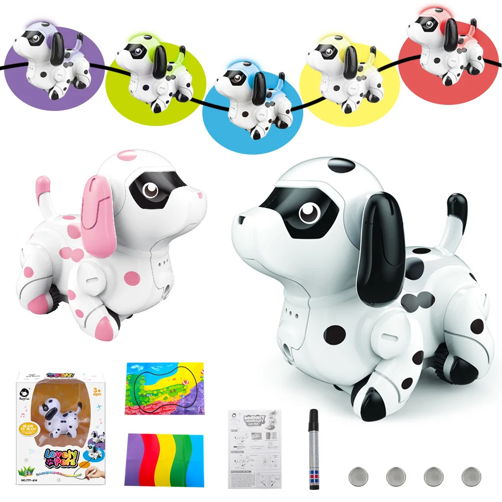 Brinquedo do Cão Operação da Bateria de Plástico as Crianças Seguem Qualquer Linha Desenhada Magic Toy Robot Robô Cão Melhor Presente Inteligente Pen 7 Cheap Animais e robôs por radiocontrole